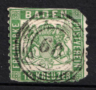 1864 18Kr Baden, German States, Germany (Mi. 21 b, Used, CV $2,800)