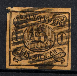 1853 1Sgr Braunschweig, German States, Germany (Mi. 6 b, Used, CV $110)
