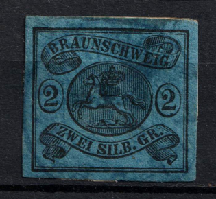 1853 2Sgr Braunschweig, German States, Germany (Mi. 7 a, Used, CV $110)