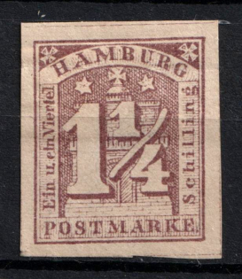 1864 1 1/4S Hamburg, German States, Germany (Mi. 8 e, CV $150)