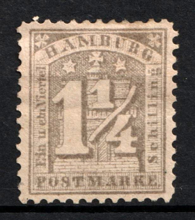 1864 1 1/4S Hamburg, German States, Germany (Mi. 12 a I, CV $250)