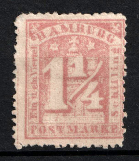 1865 1 1/4S Hamburg, German States, Germany (Mi. 12 b II, CV $100)