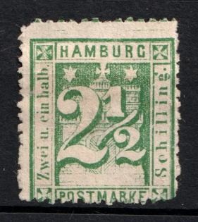 1865-67 2 1/4S Hamburg, German States, Germany (Mi. 14 II, CV $100)
