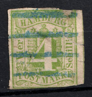 1859 4S Hamburg, German States, Germany (Mi. 5, Used, CV $2,250)