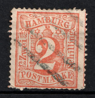 1864 2S Hamburg, German States, Germany (Mi. 13, Used, CV $35)