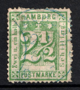 1865 2 1/2S Hamburg, German States, Germany (Mi. 14, Used, CV $70)