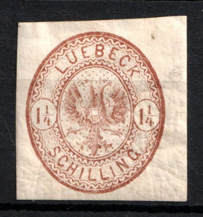 1864 1/4S Lubeck, German States, Germany (Mi. 13, CV $55)