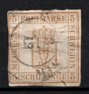 1864 5S Mecklenburg-Schwerin, German States, Germany (Mi. 8 x, Used, CV $420)