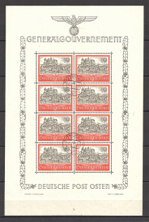 1944 General Government Block Sheet (CV $540, Cancellation Warsaw)