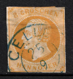 1859 3Gr Hannover, German States, Germany (Mi. 16 b, Used, CV $170)