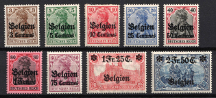 1914-16 Belgium, German Occupation, Germany (Mi. 1 - 9, Full Set, CV $90)