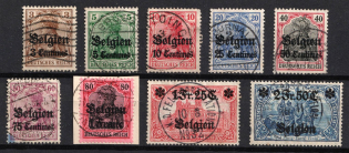 1914-16 Belgium, German Occupation, Germany (Mi. 1 - 9, Full Set, Used, CV $60)