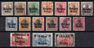 1916-18 Belgium, German Occupation, Germany (Mi. 10 - 25, Full Set, Used, CV $240)