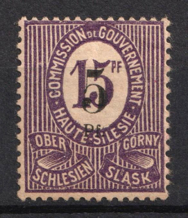 1920 5pf on 15pf Joining of Upper Silesia, Germany (Mi. 10 F, Print Error, Signed, CV $240)