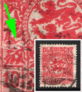 1920 10pf Joining of Schleswig, Germany (Mi. 4 II, Missing Color in the Leaves above Value Indication, Used, CV $30)
