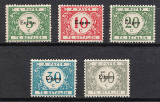 1920 Eupen, Belgium, German Occupation, Germany, Official Stamps (Mi. 1 - 5, Full Set, CV $50)