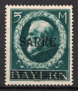 1920 5m Joining of Saar, Germany (Mi. 30, CV $1,200)