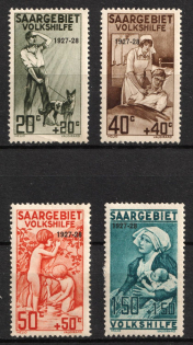 1927 Joining of Saar, Germany (Mi. 122 - 125, Full Set, CV $80)