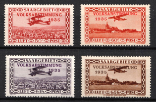 1934 Joining of Saar, Germany, Airmail (Mi. 195 - 198, Full Set, CV $40)