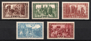 1950 Joining of Saar, Germany (Mi. 299 - 303, Full Set, CV $90)