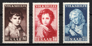 1952 Saar, Germany (Mi. 338 - 340, Full Set, CV $20, MNH-MVLH)