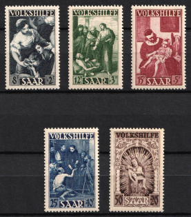 1949 Saar, Germany (Mi. 267 - 271, Full Set, CV $100, MNH-MLH)
