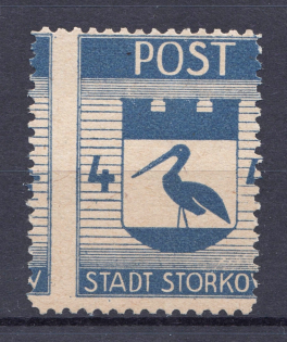 1946 Storkow Germany Local Post 4 Pf (Shifted Perforation, Print Error, MNH)