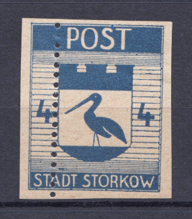 1946 Storkow Germany Local Post 4 Pf (Shifted Perforation, Print Error, MNH)