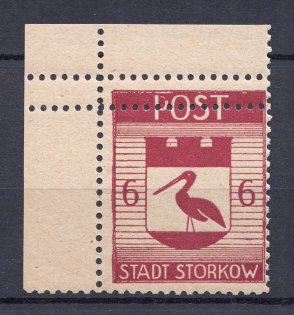1946 Storkow Germany Local Post 6 Pf (Shifted Perforation, Print Error, MNH)