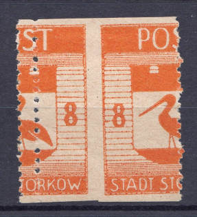 1946 Storkow Germany Local Post 8 Pf (Shifted Perforation, Print Error, MNH)