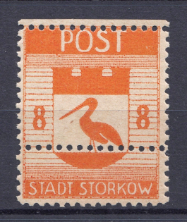 1946 Storkow Germany Local Post 8 Pf (Shifted Perforation, Print Error, MNH)