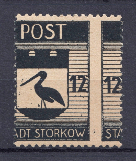 1946 Storkow Germany Local Post 12 Pf (Shifted Perforation, Print Error, MNH)