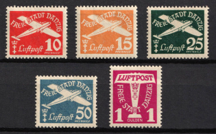 1935 Danzig Gdansk, Germany, Airmail (Mi. 251 - 255, Full Set, CV $30)