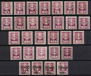 1921-23 Danzig Gdansk, Germany, Official Stamps (Full Sets, CV $30)