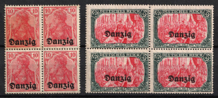 1920 Danzig Gdansk, Germany, Blocks of Four (Mi. 2, 15, CV $80, MNH)