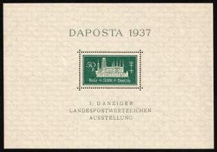 1937 Danzig Gdansk, Germany, Souvenir Sheet (Mi. Bl. 1 a, CV $60, MNH)