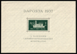 1937 Danzig Gdansk, Germany, Souvenir Sheet (Mi. Bl. 1 b, CV $20, MNH)