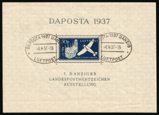 1937 Danzig Gdansk, Germany, Souvenir Sheet (Mi. Bl. 2 b, Used, CV $30)