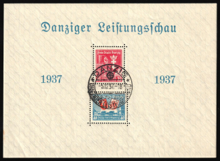 1937 Danzig Gdansk, Germany, Souvenir Sheet (Mi. Bl. 3, Used, CV $130)