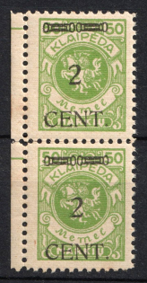 1923 2c Memel, Germany, Pair (Mi. 177, Margin, CV $40)