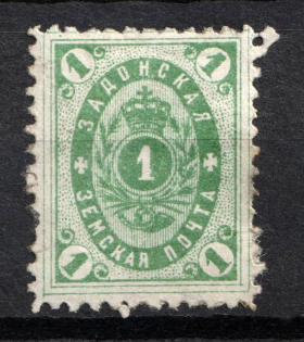 1889 1k Zadonsk Zemstvo, Russia (Schmidt #13, Solovyov 13a, Blue Green, CV $15)