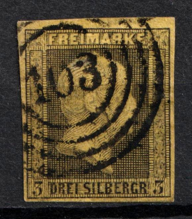 1850 3Sgr Prussia, German States, Germany (Mi. 4 a, Used, CV $30)