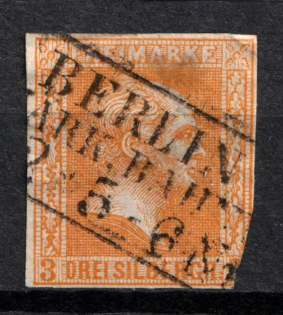 1859 3Sgr Prussia, German States, Germany (Mi. 12 b, Used, CV $35)