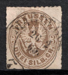 1862 3Sgr Prussia, German States, Germany (Mi. 18 b, Used, CV $50)