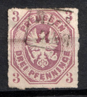 1865 3pf Prussia, German States, Germany (Mi. 19, Used, CV $80)