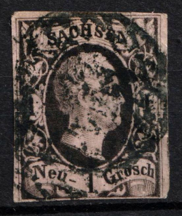 1851 1Ngr Saxony, German States, Germany (Mi. 4, Used, CV $100)