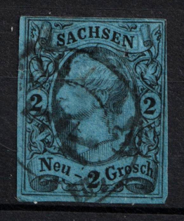 1855 2Ngr Saxony, German States, Germany (Mi. 10 a, Used, CV $35)