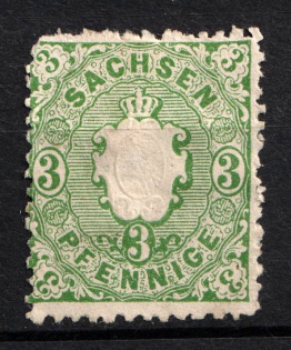 1863 3pf Saxony, German States, Germany (Mi. 14 b, CV $35)