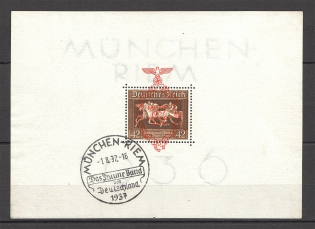 1937 Germany Reich Block Sheet №10 (Special Cancellation Munich, CV $150)