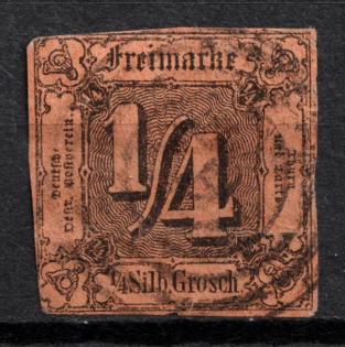 1854 1/4Sgr Thurn und Taxis, German States, Germany (Mi. 1, Used, CV $50)